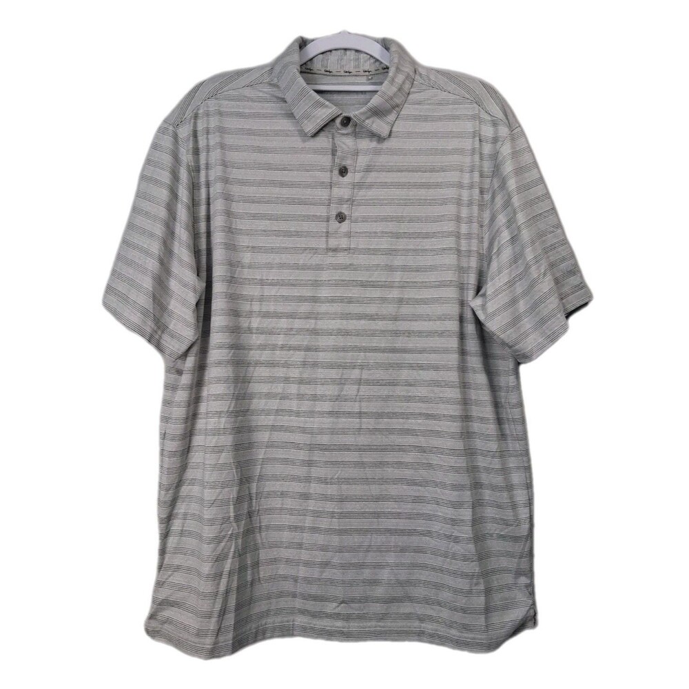 Walter Hagen Polo Shirt 11 Majors Mens Large Gray Stripes Golf Performance